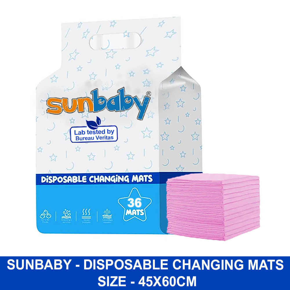 SunBaby - Disposable Changing mats (45x60cm) Large, Pack of 36 - Pink