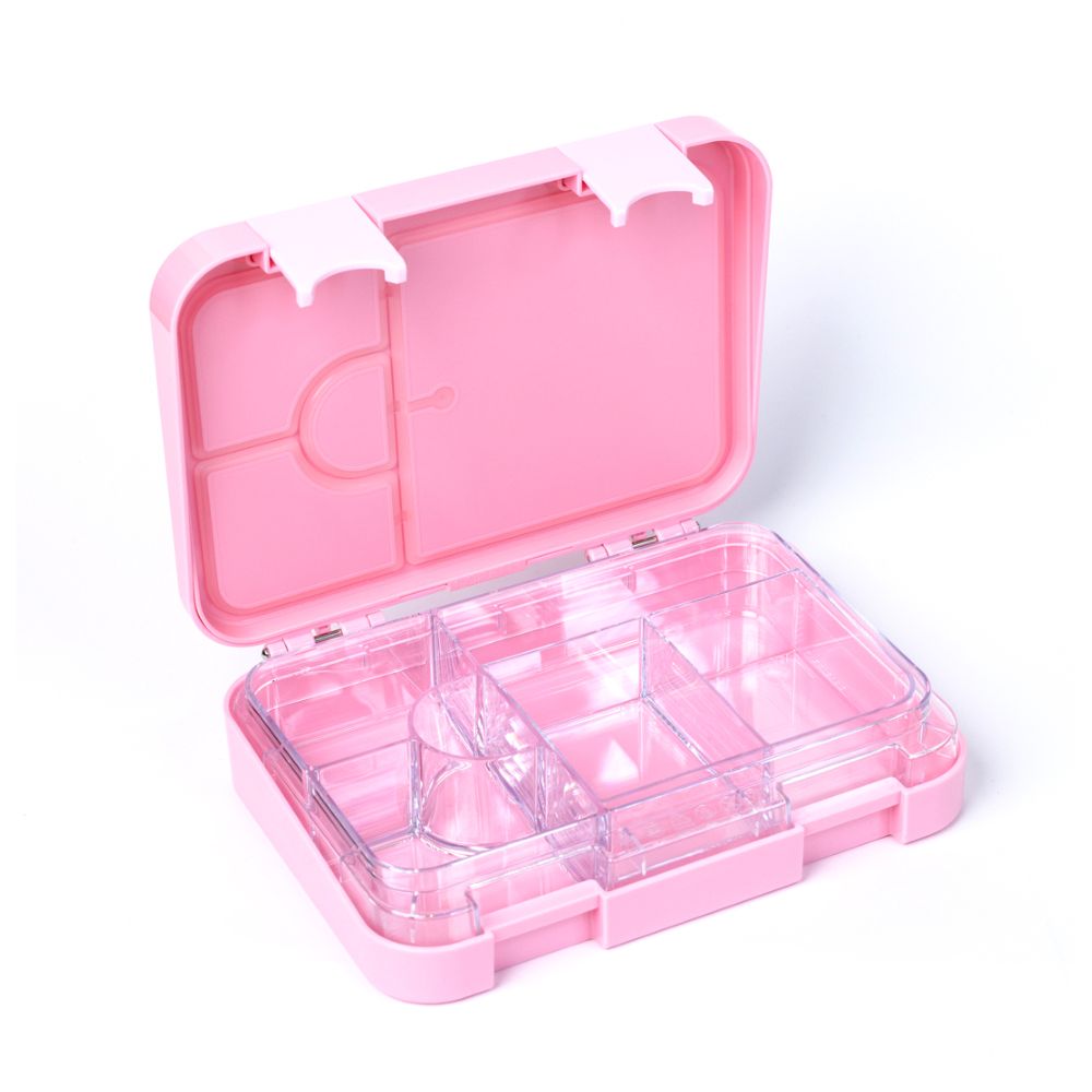 Bonjour - 4/6 Compartment Dual Lock Snax Box - Pink Unicorn