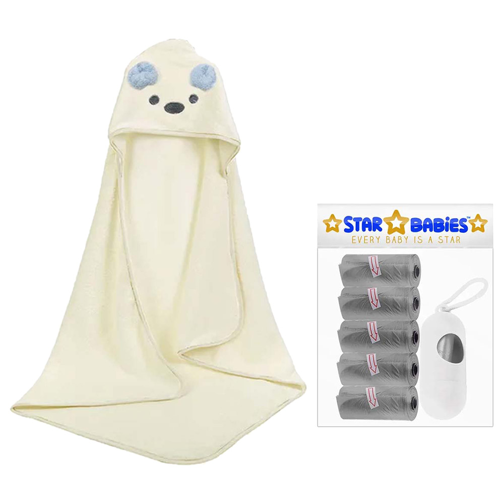 Star Babies - Microfiber Hooded Towel with Disposable Scented Bag with Dispenser - Grey