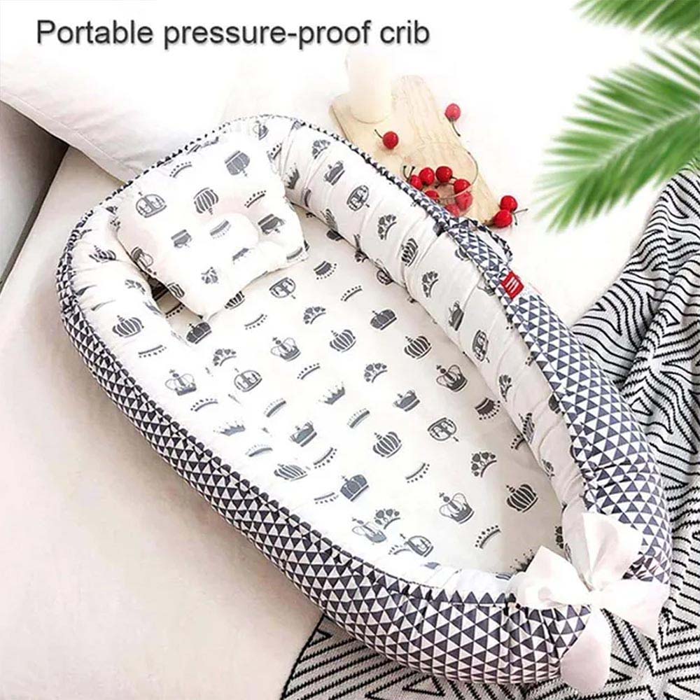 Star Babies - Baby Bed Sleeping Pod - Black with Caddy Diaper Organizer - Grey