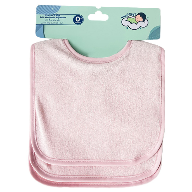 أمشي بيبي - مريلة أطفال مقاومة للماء - 3 قطع - وردي