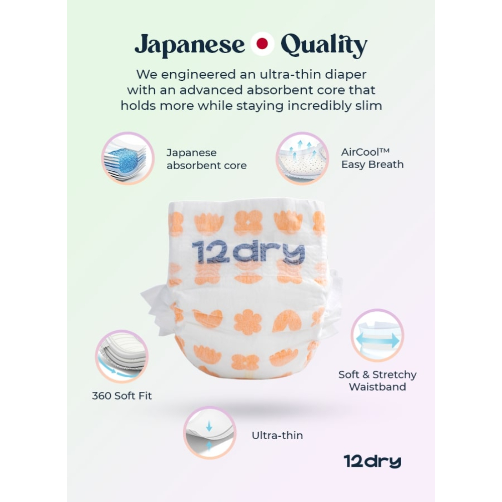 12dry - Premium Baby Care Diapers - Size 3 - 6-11 kg - 62 Pcs