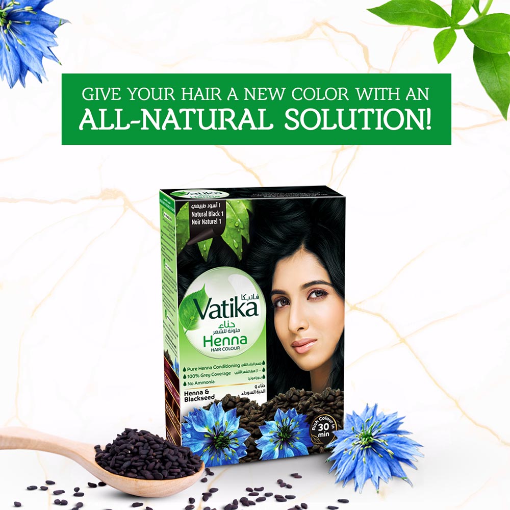 Vatika Naturals - Henna Hair Colour Natural Black - 10g - Pack of 6