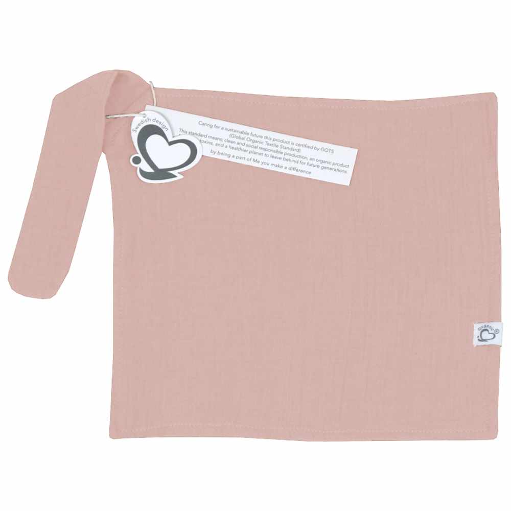 مي - حاملة لهاية عضوية مع دمية قماش - قطن كرنكل شاش - زهري فاتح