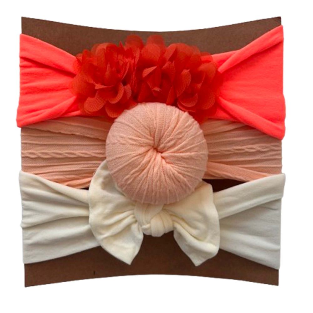 Wonder Kids - 3pc-Set - Monochromatic Baby Headbands - Red/Peach/White