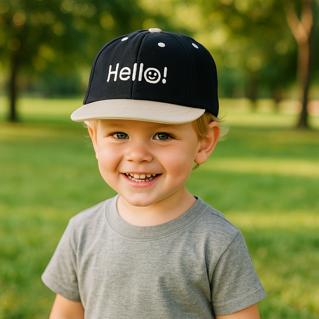 Wonder Kids Kids' Hello Embroidered Cap - Black