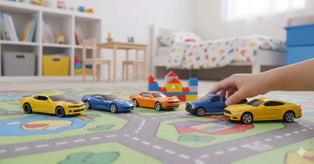 D-Power - Diecast Mini Car Set 1:64 - Ford Mustang 2015, Corvette Grand Sport 2017, Camaro 2010, Dodge Challenger, Ford F-150 - 5pcs