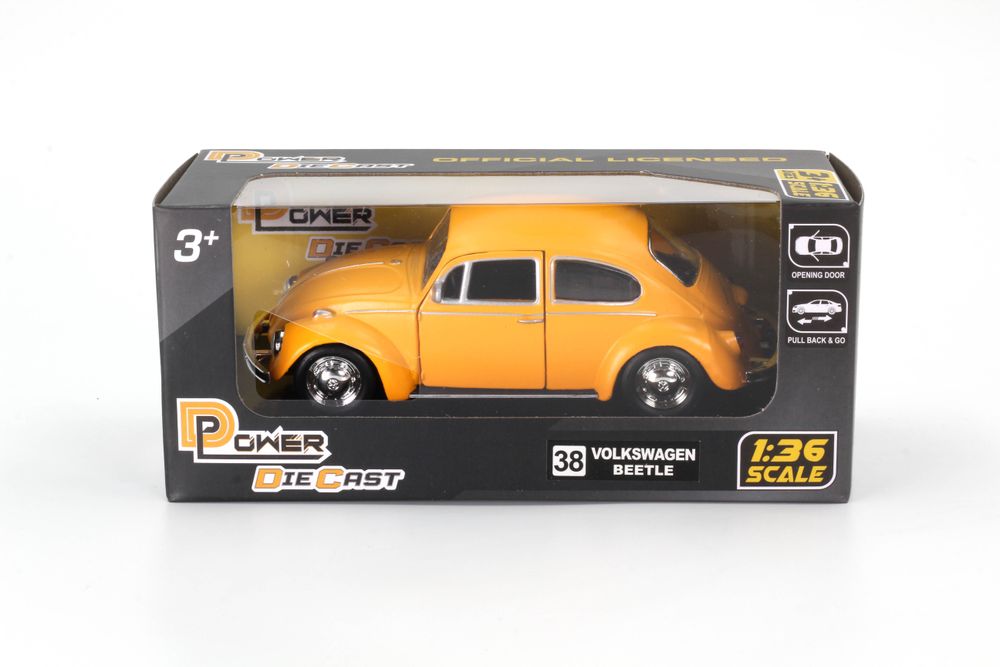 D-Power - Volkswagen Beetle 1967 Diecast Car 1:36 - Matte Yellow - 1pc