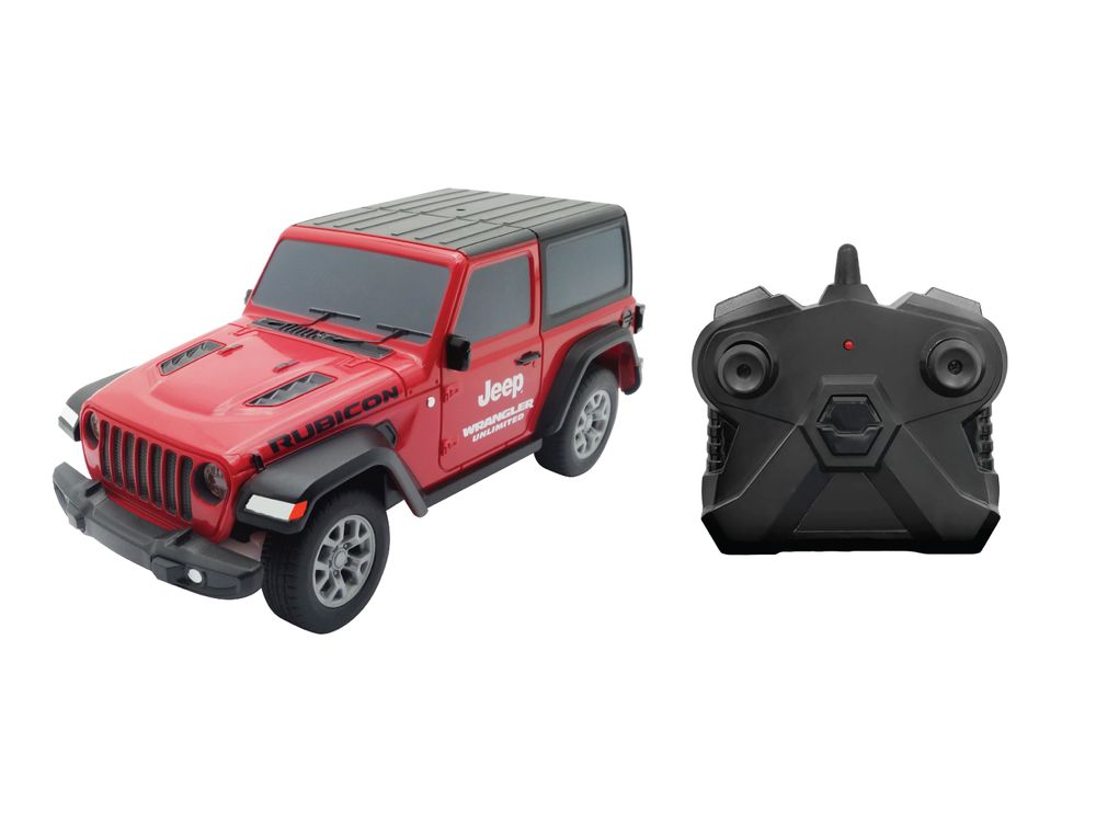 D-Power - 1:32 Scale Jeep Wrangler 2018 Remote Control Car - 2 Door Hard Top - Red