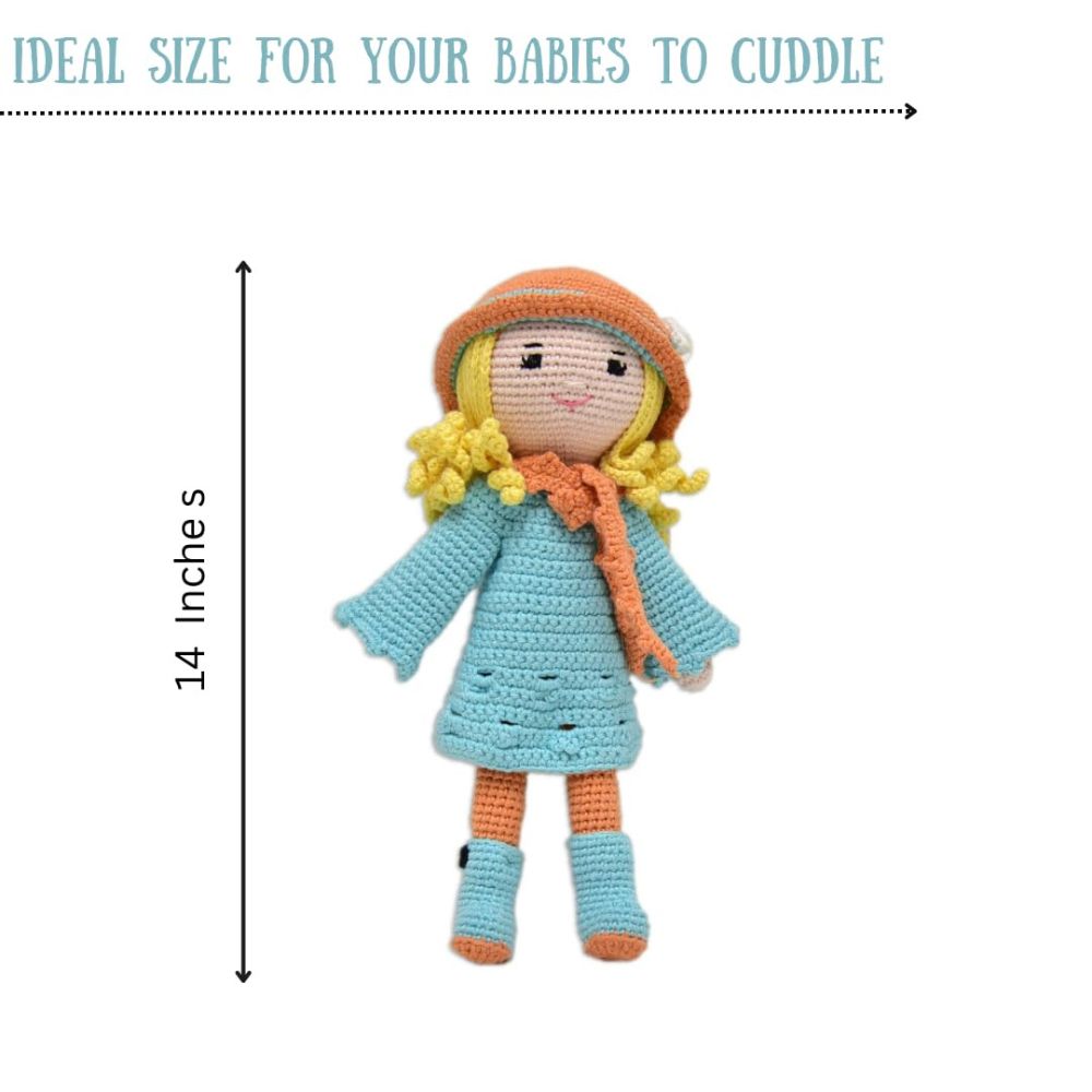 Happy Threads - Handmade Crocheted Adorable Grace Doll 15 Inches - Multicolour