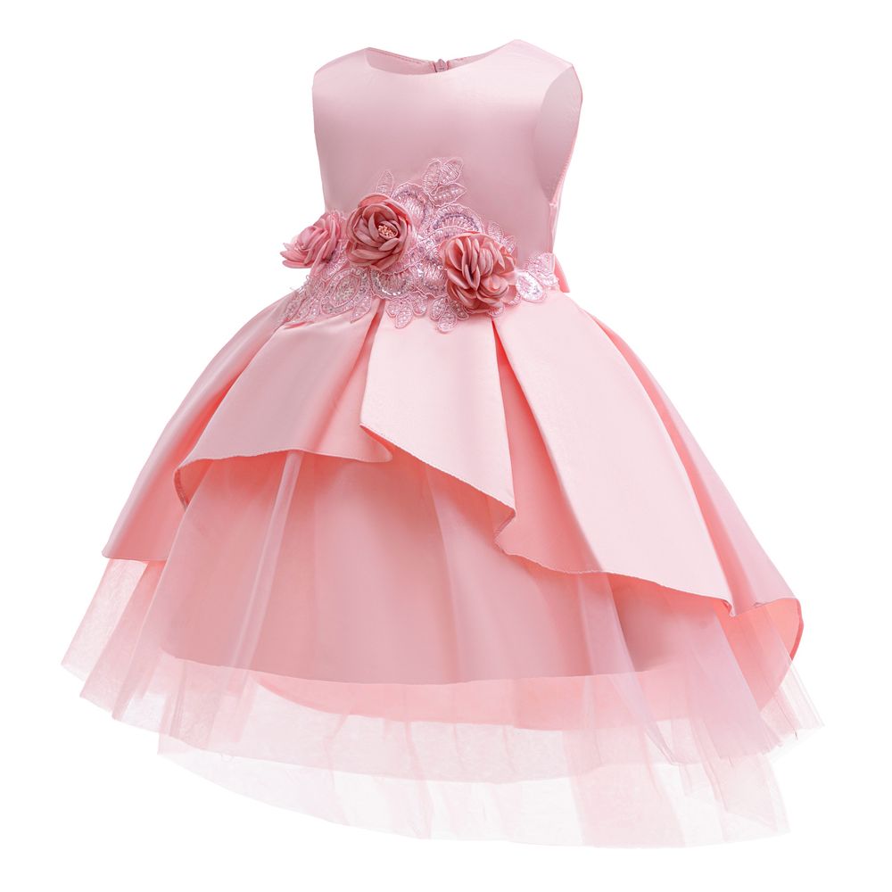 Sugar Rush - Girl's Solid Fit And Flare Dress - Pink