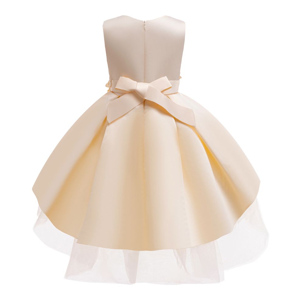 Sugar Rush - Girl's Solid Fit And Flare Dress - Champagne