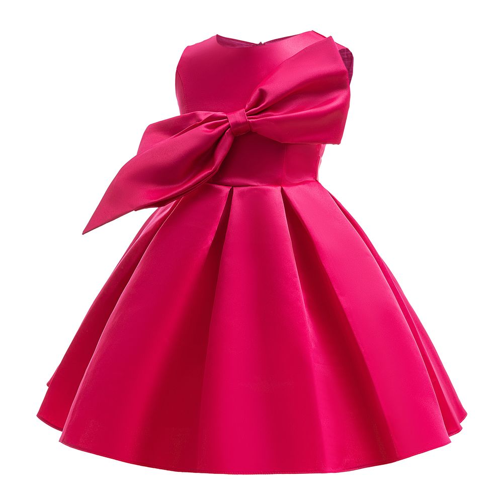 Sugar Rush - Girl's Solid A-line Dress - Fuchsia