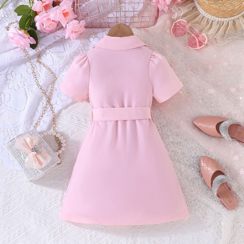 Sugar Rush - Girl's Short Sleeves Solid Blazer Dress - Pink