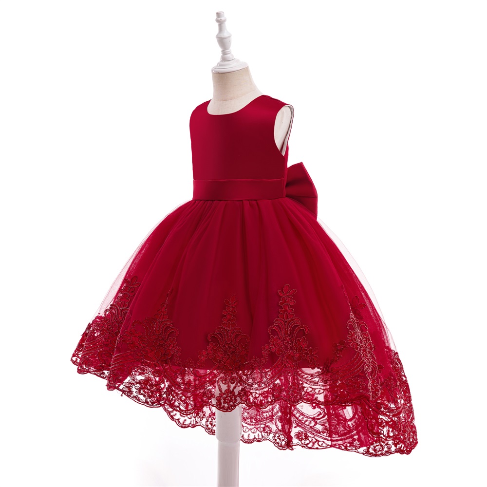 Sugar Rush - Laced Regular Round Neck Sleeveless Party Dress - Maroon