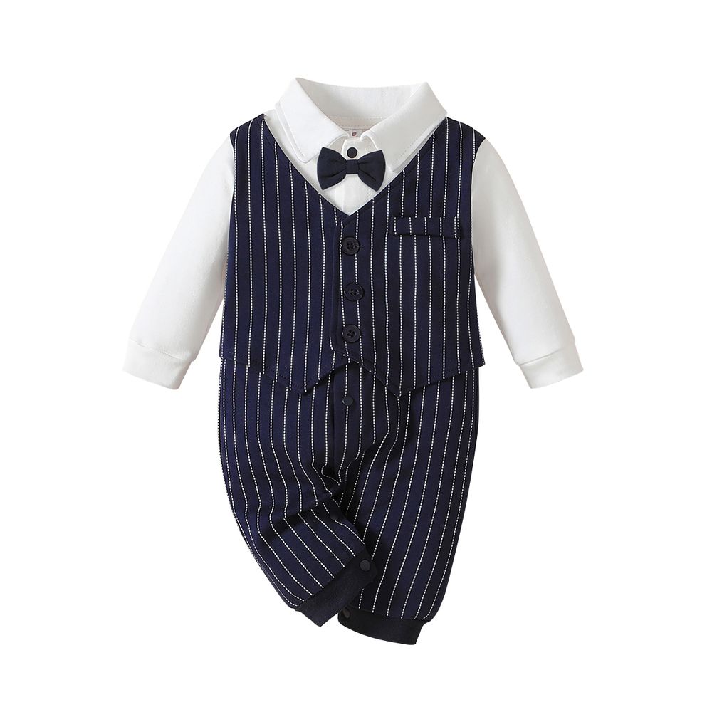 Sugar Rush - Striped Regular Classic Baby Romper - Navy Blue