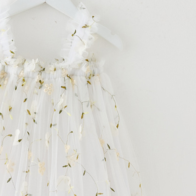 Sugar Rush - Girl's Appliqued Spaghetti Strap Fashion Dress - White