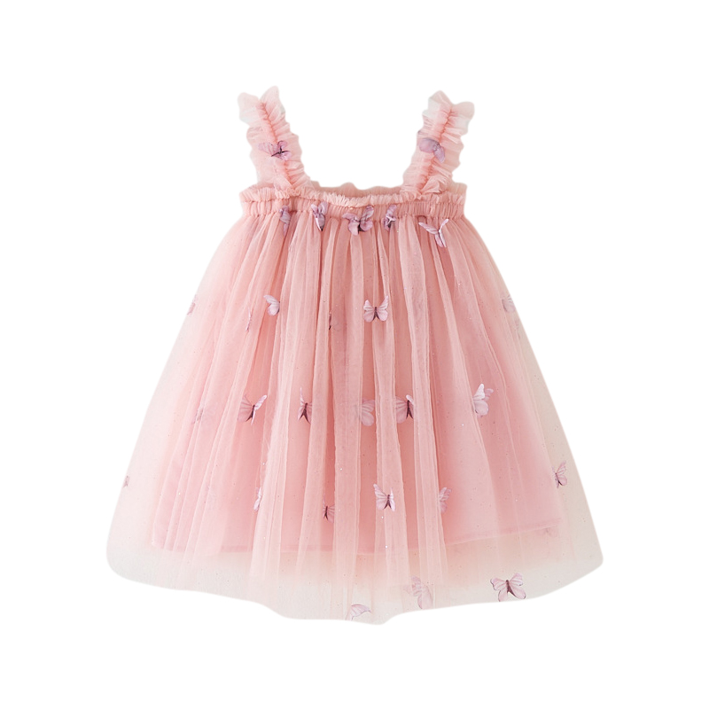 Sugar Rush - Girls' Appliqued Spaghetti Strap Sleeveless Fashion Dress - Pink