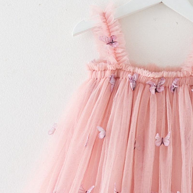 Sugar Rush - Girls' Appliqued Spaghetti Strap Sleeveless Fashion Dress - Pink