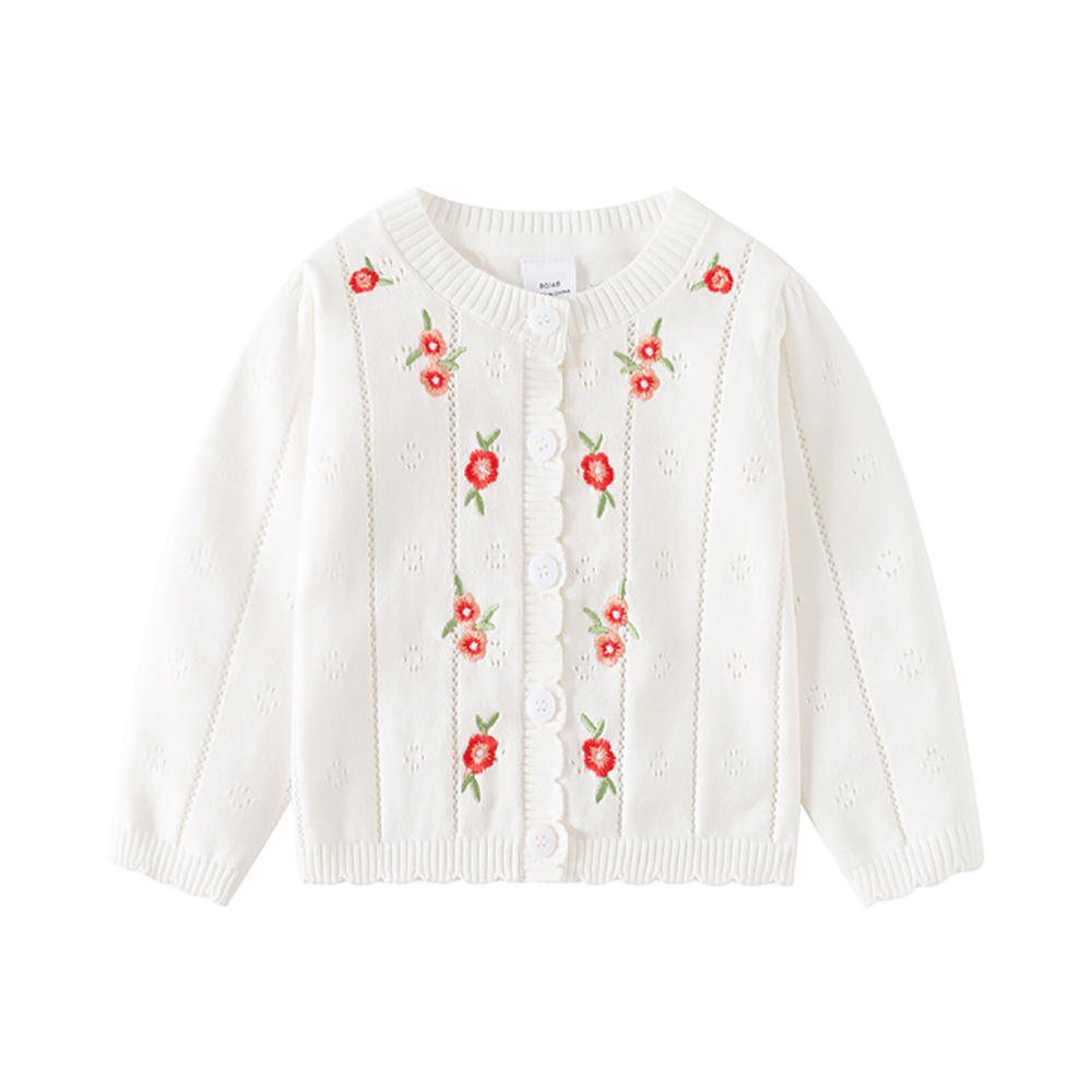 Sugar Rush - Embroidered Regular Round Neck Sweater - White
