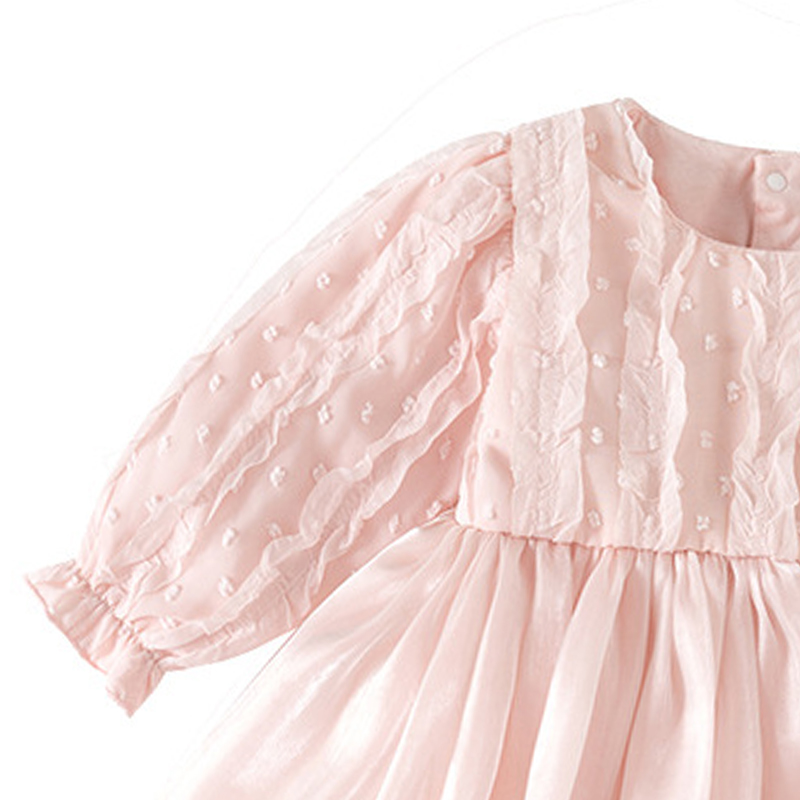 Sugar Rush - 2pc-Set - Baby Girl's Round Neck Party Dress With Cap - Pink