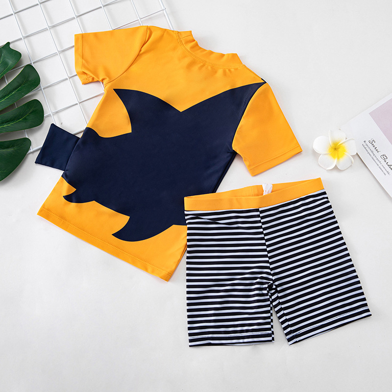 Sugar Rush - Boys' Printed Round Neck Short Sleeves Swimwear - 3pc Set - Orange