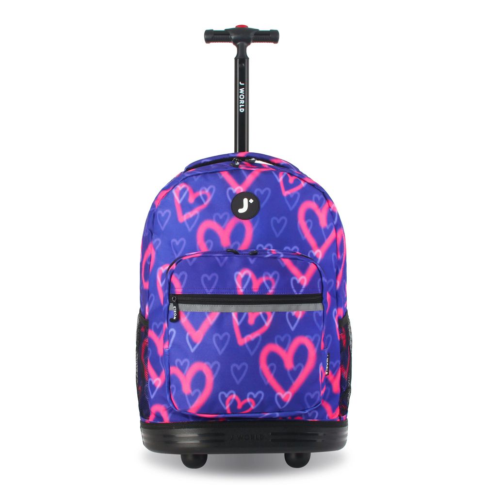 J World - New York Sunrise Kids Rolling Backpack - Heart Spray - 18 Inch