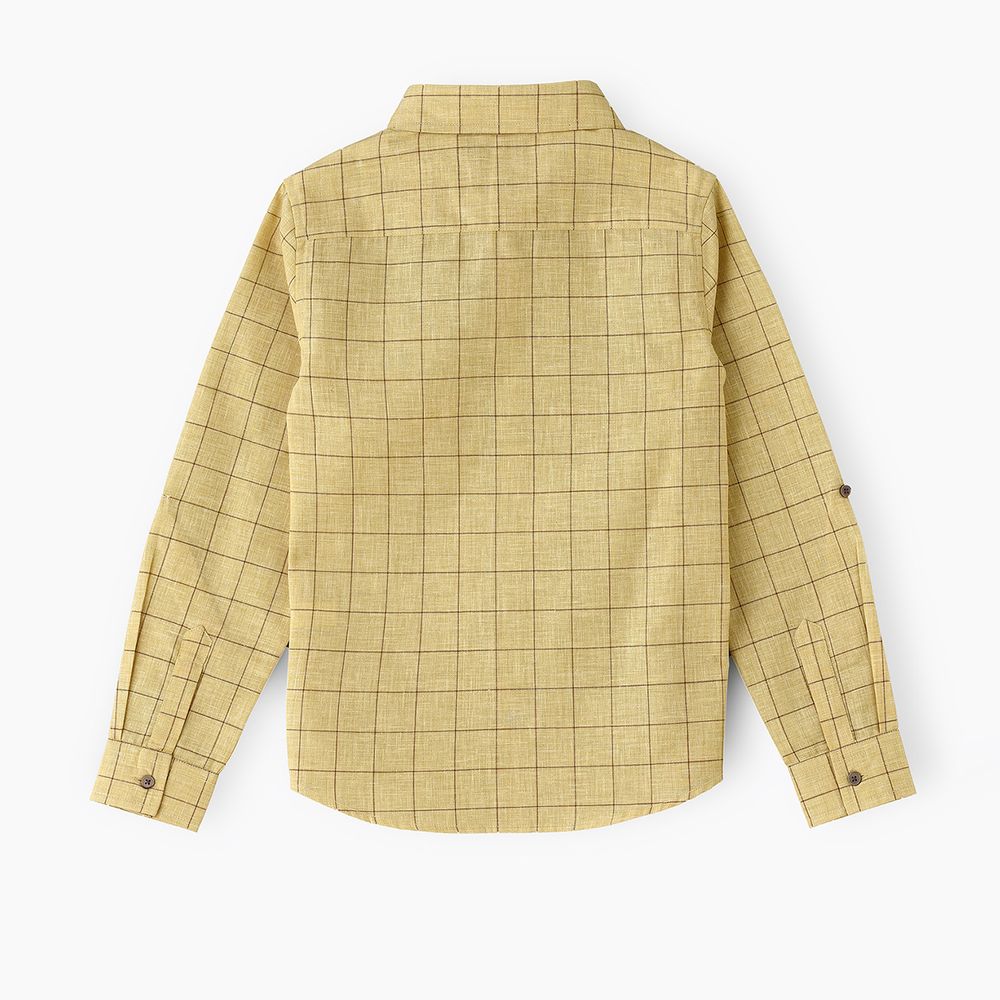 جام - قميص قطني مربعات بأكمام طويلة للأولاد - أصفر
