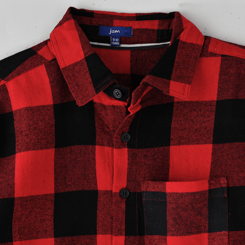 Jam - Boys' Long Sleeves Checkered Shirt - Red/Black