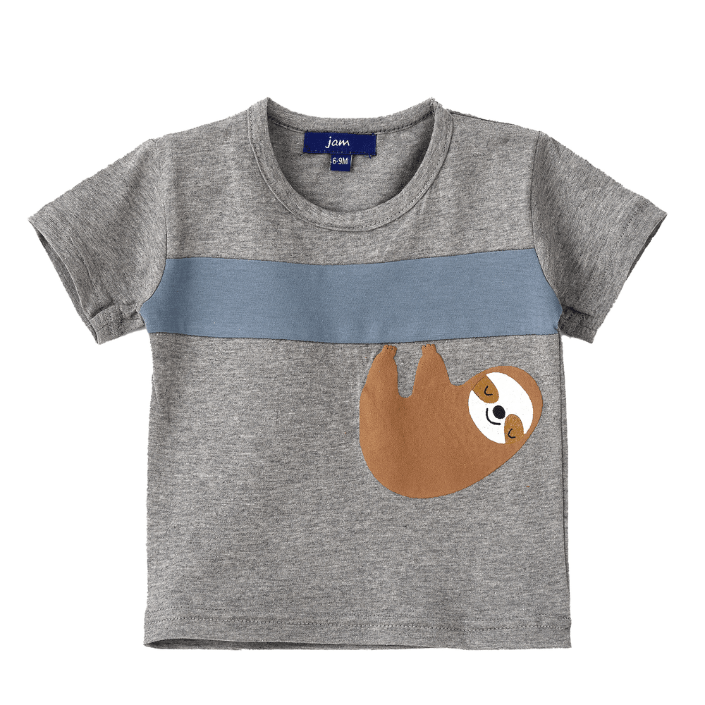 جام - تي شيرت جرافيكي قطني محبوك للأولاد الرضع - رمادي
