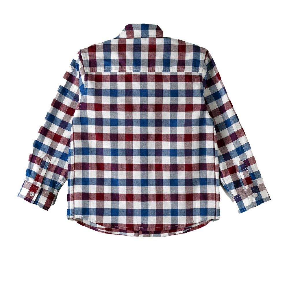 Jam - Boys' Burgundy, Blue, And White Checkered Shirt