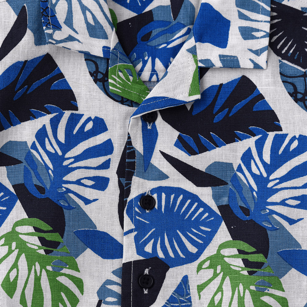 قميص بأكمام قصيرة بطبعة استوائية للأولاد