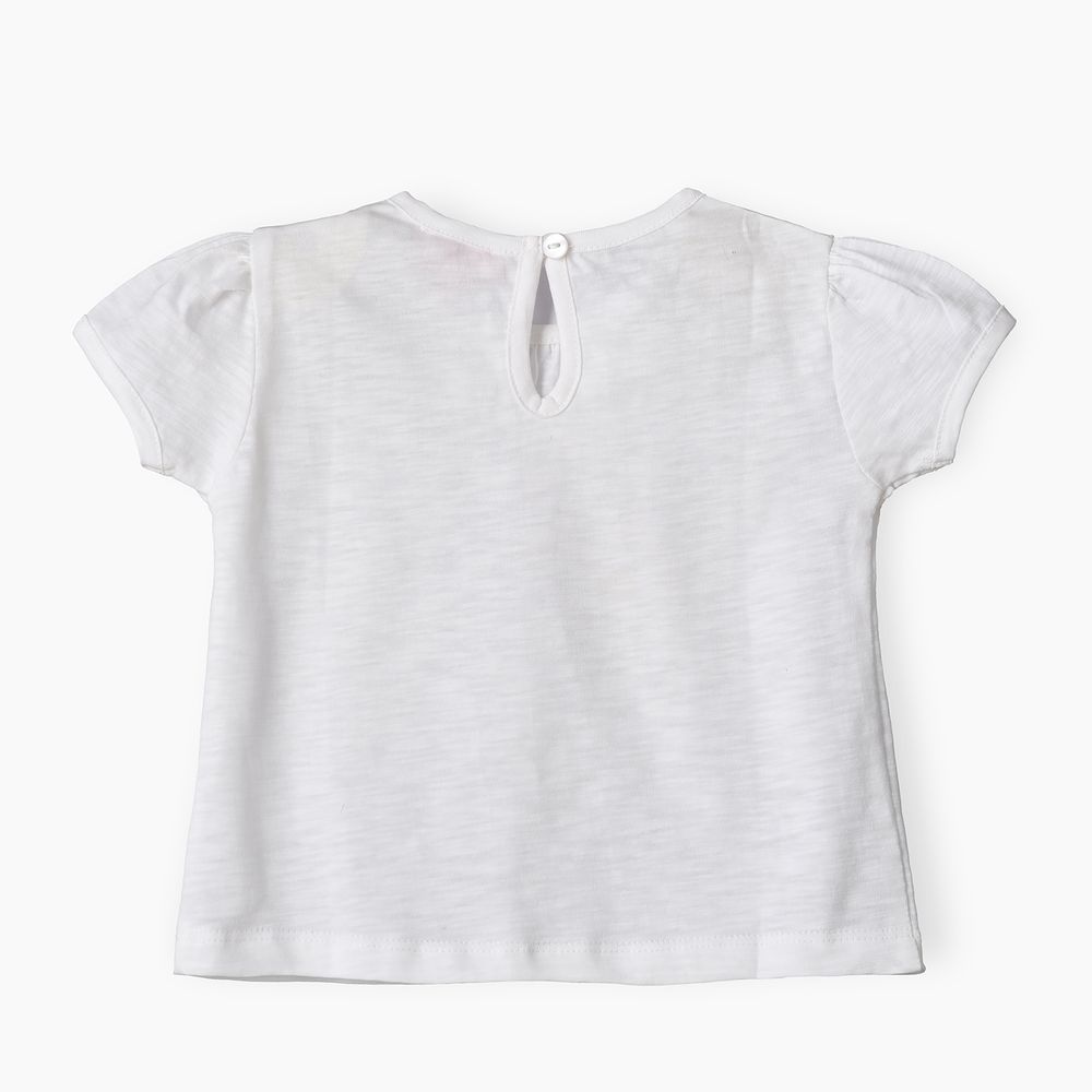 جيلين - تيشيرت أزهار وفراشات للبنات - أبيض