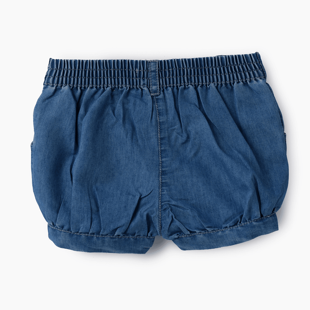 جيلين - شورت منفوخ مطرز للبنات - أزرق