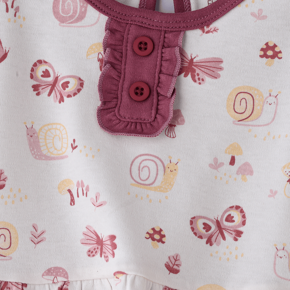 إليغانت كيدز - طقم بلوزة بأكمام طويلة مكشكشة مع بنطال ضيق للبنات - وردي