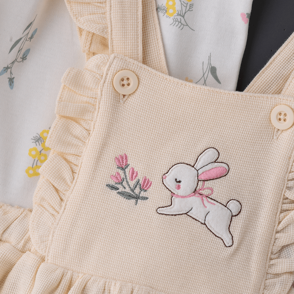 إليغانت كيدز - فستان أفرول أرنب مع تي شيرت مورد للبنات