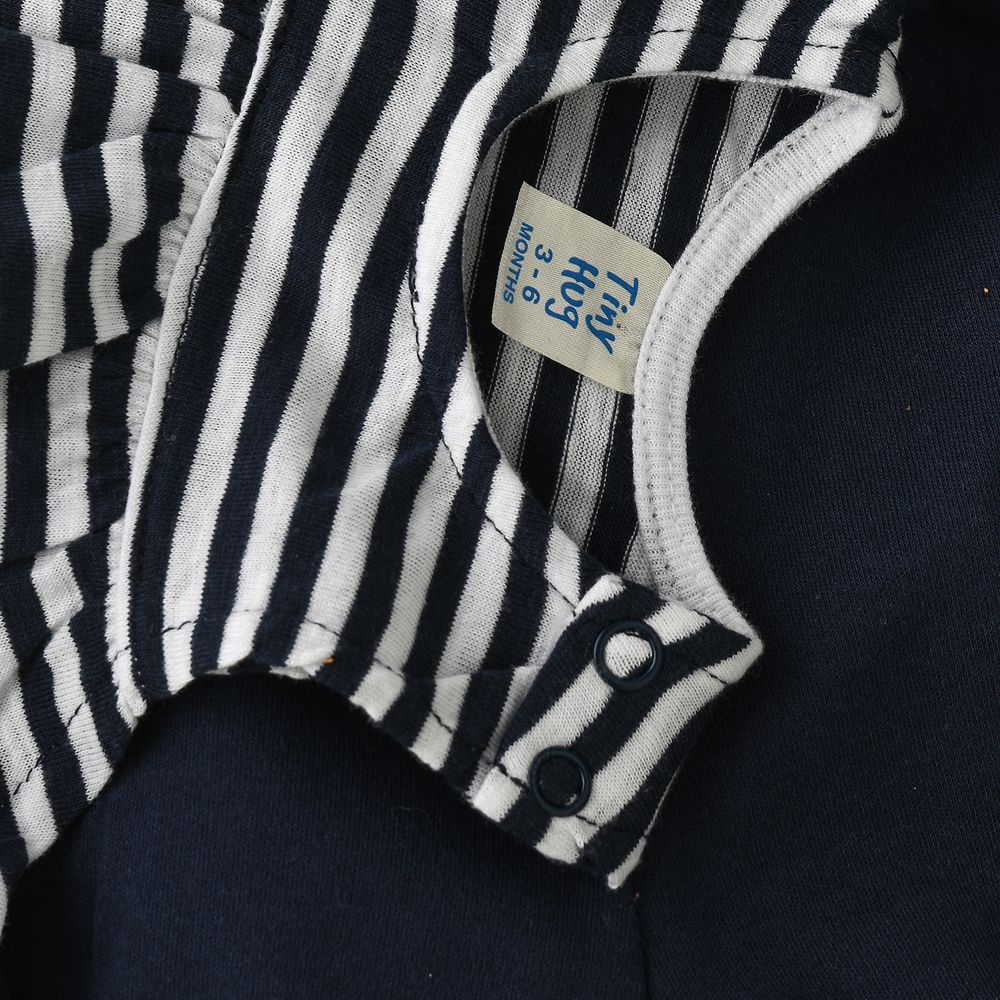 Tiny Hug - Baby Girl Striped Set - Blue And White