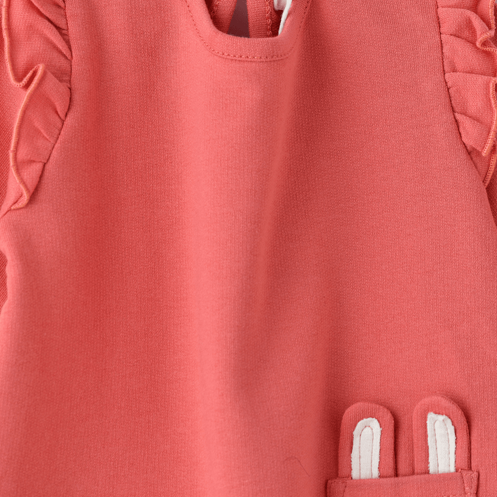 Jelliene - Baby Coral Top With Bunny Pocket And Ruffles