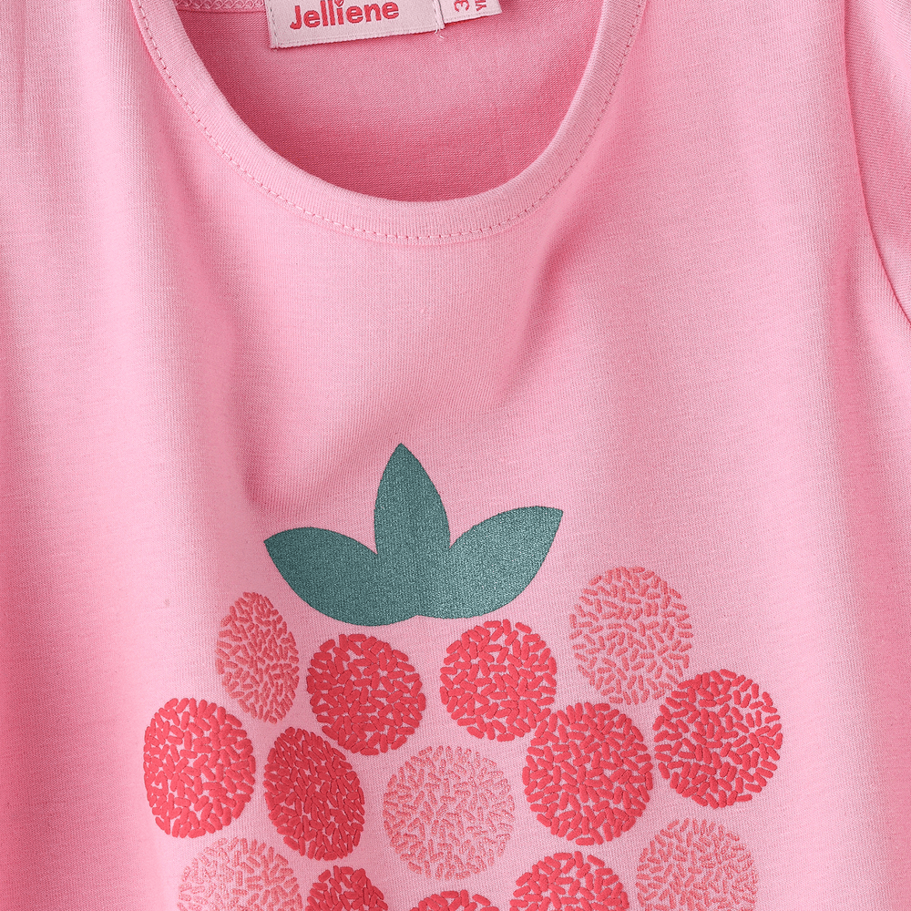 جيلين - تيشيرت بناتي بتصميم فراولة - بينك