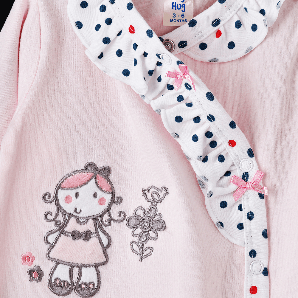 تايني هاغ - ملابس نوم قطن محبوك للبنات الرضع - زهري