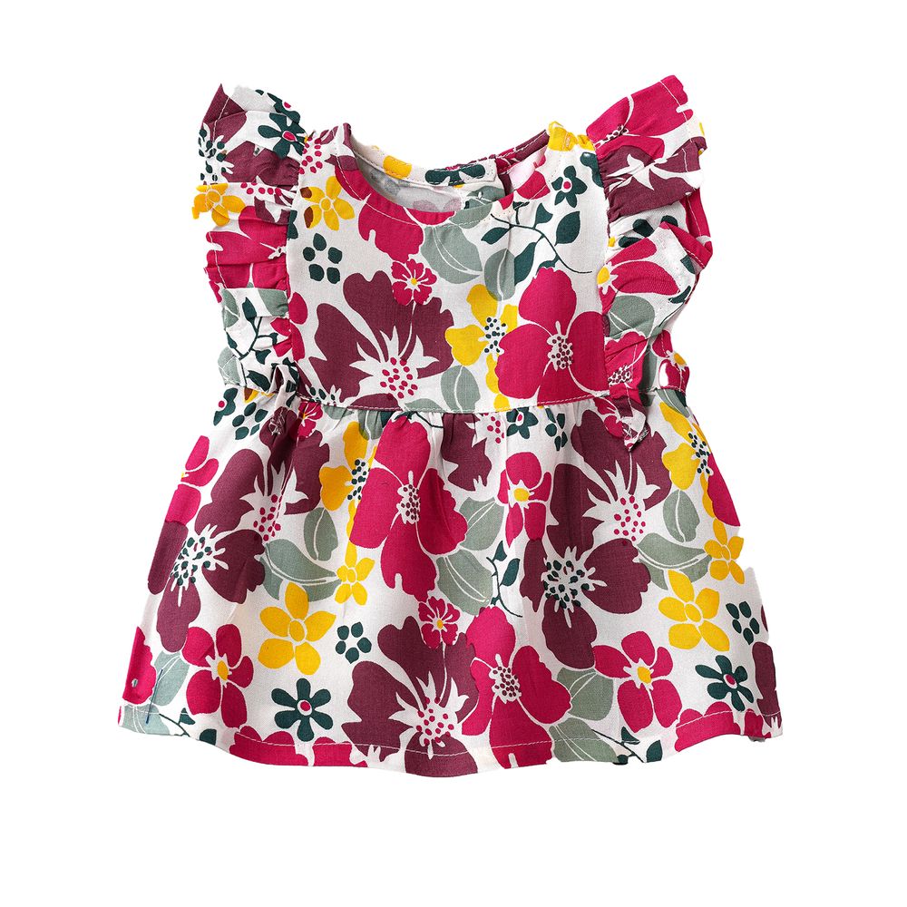 جيلين - بلوزة موردة مزينة بكشكشة للبنات الرضع