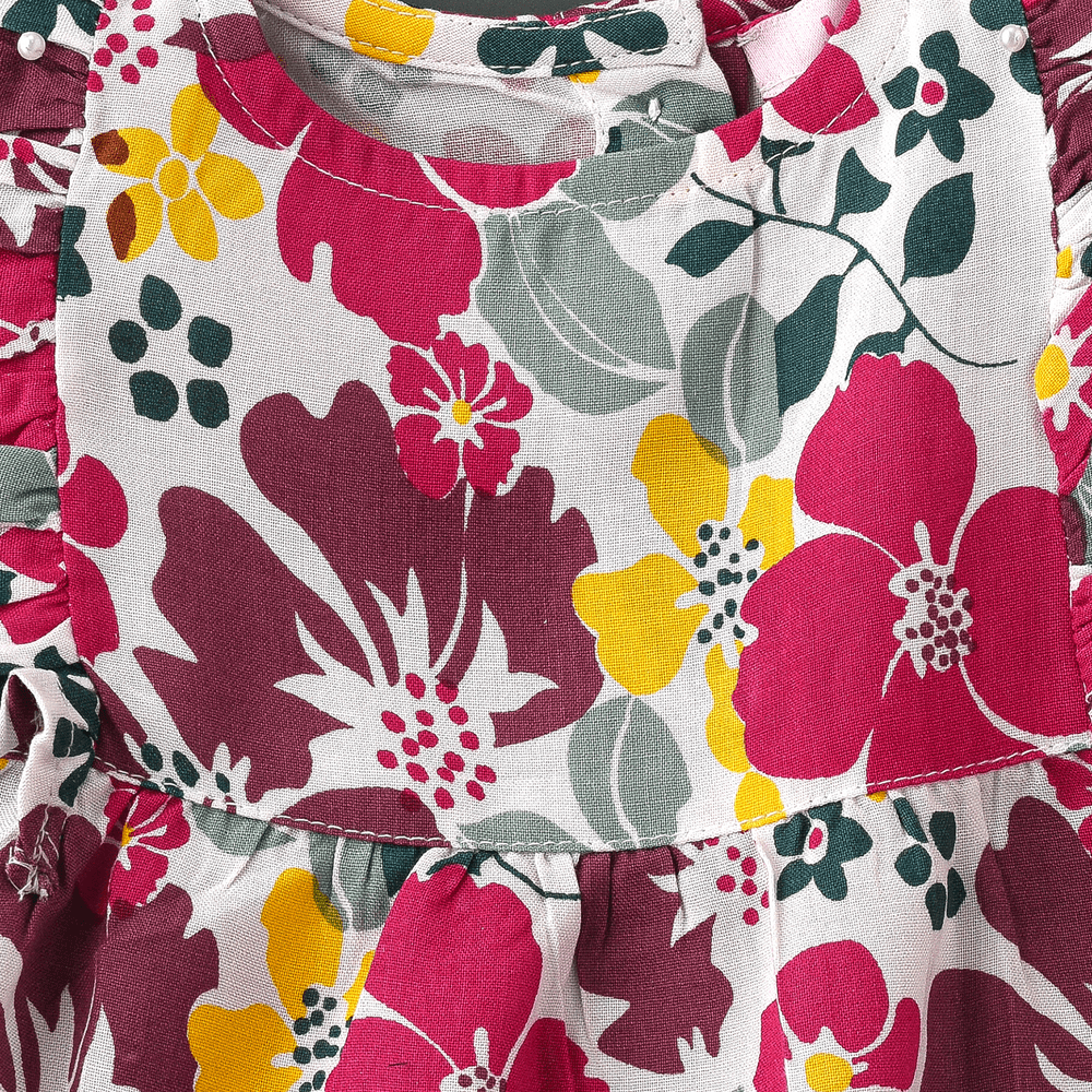 جيلين - بلوزة موردة مزينة بكشكشة للبنات الرضع