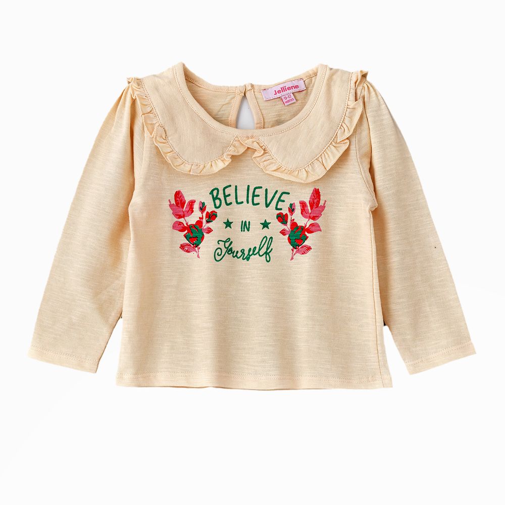 Jelliene - Cozy Knit Long Sleeve T-Shirt for Girls - Yellow