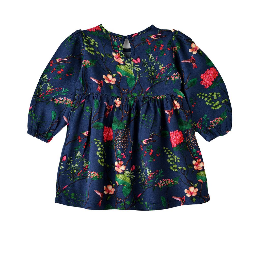Jelliene - Girls' Floral Print Long-Sleeve Dress With Bow
