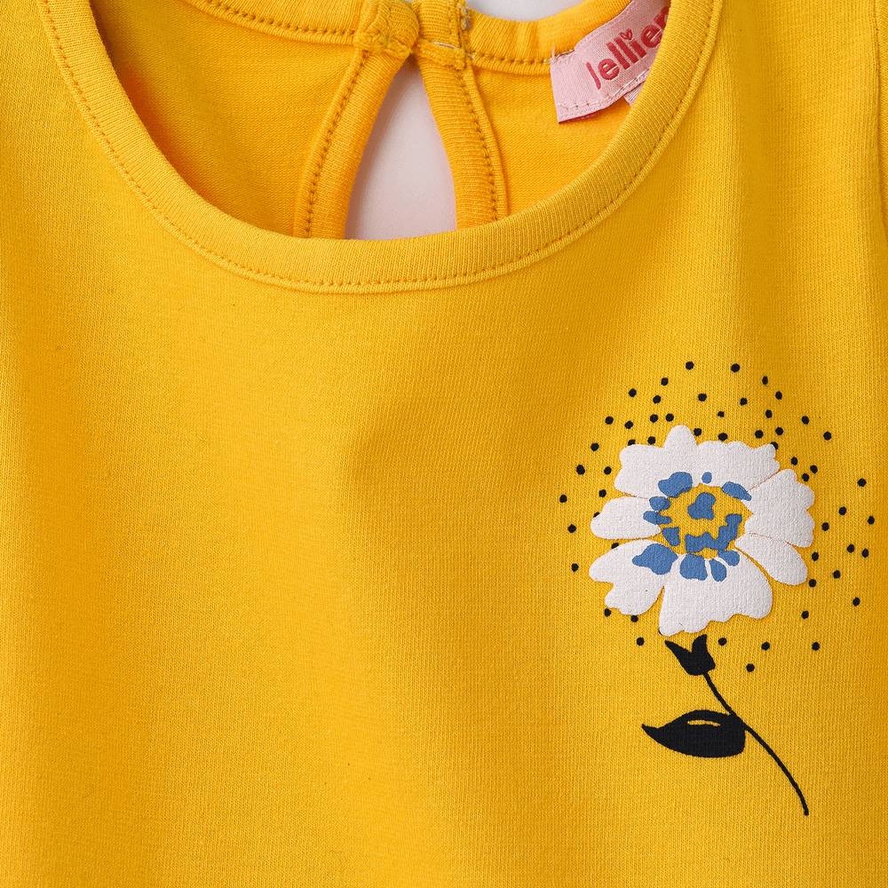جيلين - تيشيرت قطني مورد للبنات الرضع - أصفر