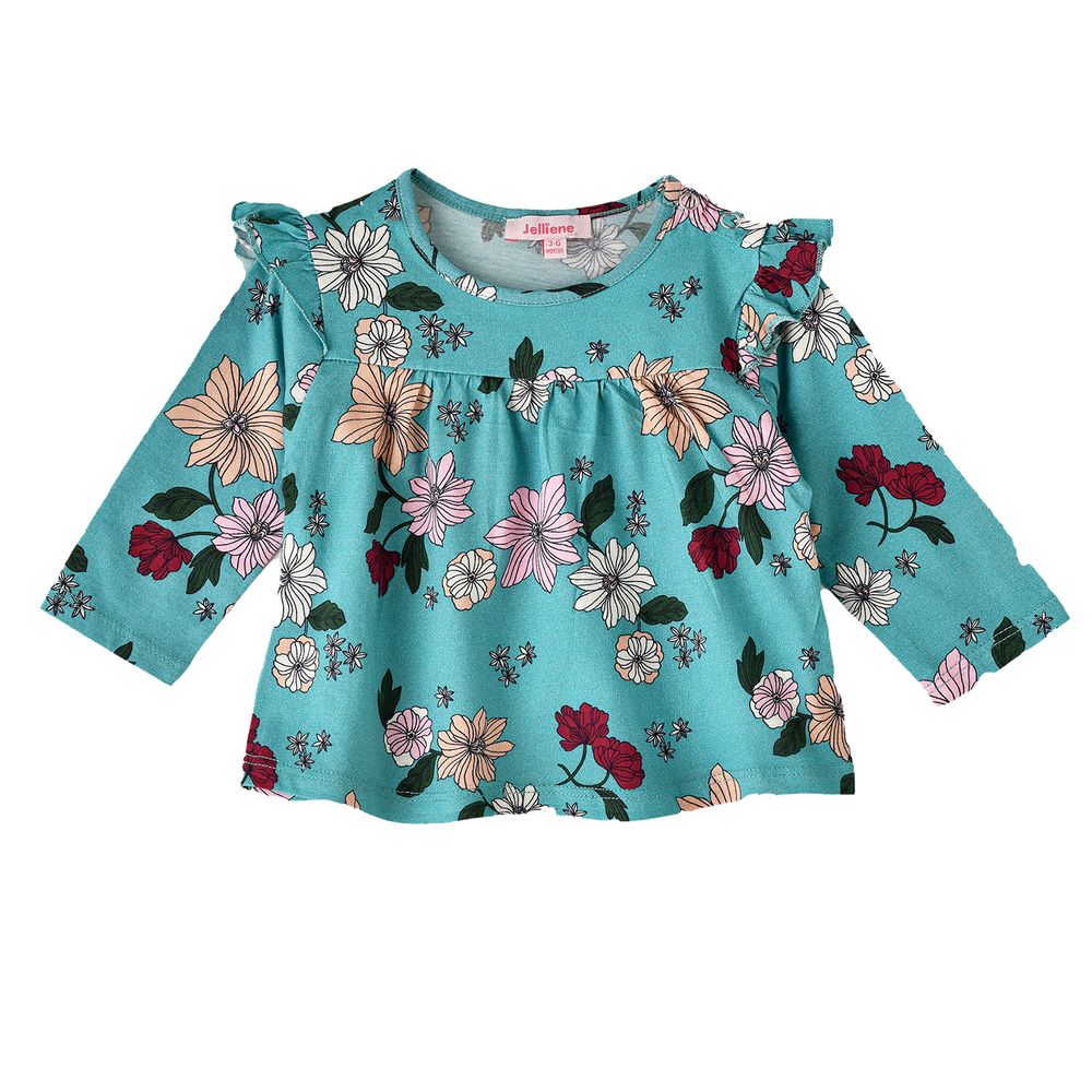 Jelliene - Girls' Floral Print Long-Sleeve Top