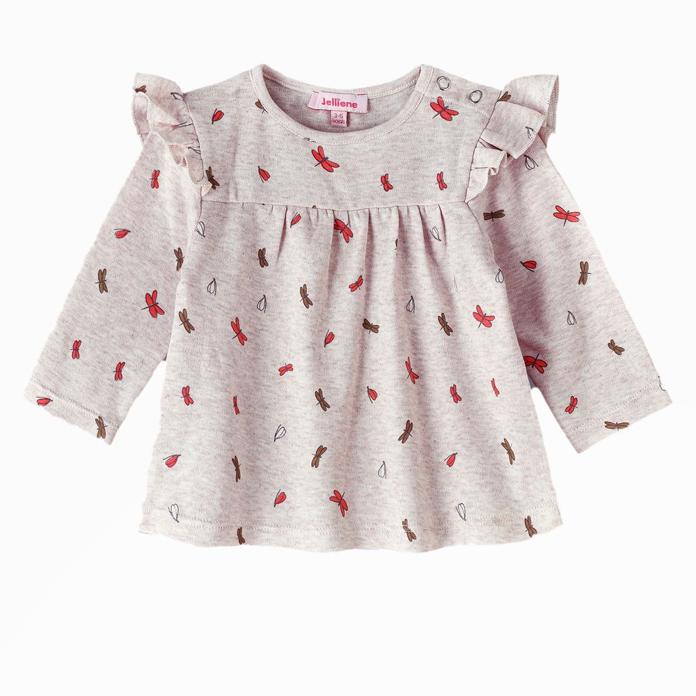 Jelliene - Cozy Knit Long Sleeve T-Shirt For Girls - Grey