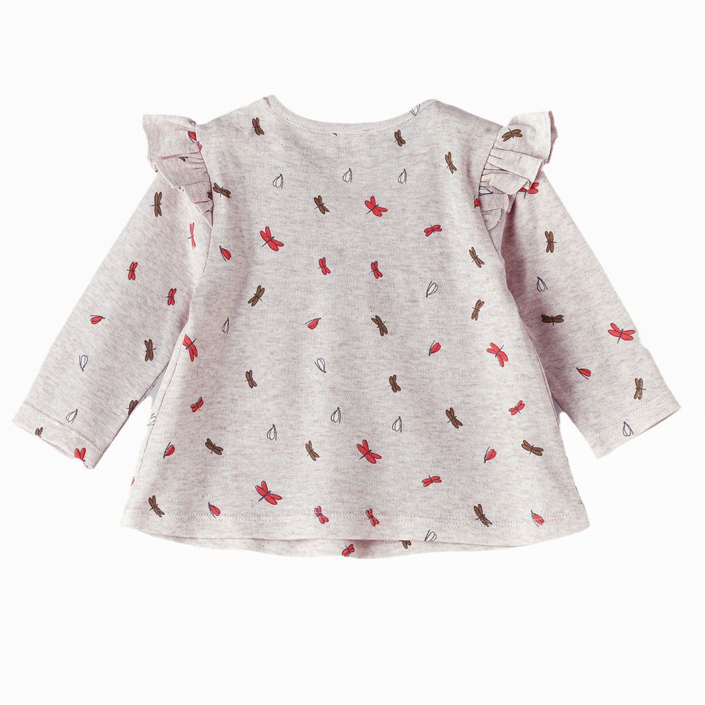 Jelliene - Cozy Knit Long Sleeve T-Shirt For Girls - Grey