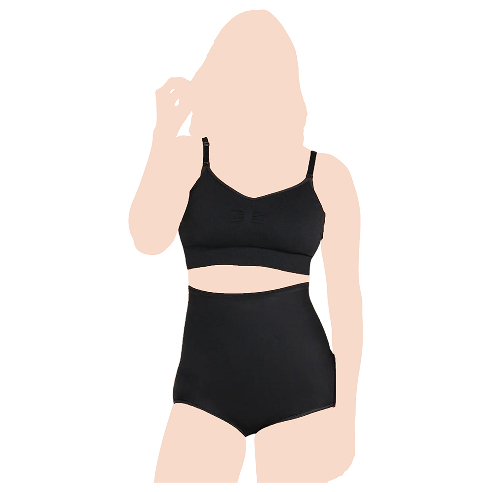 Mums & Bumps - Leonisa - High-Waisted Postpartum Panty With Belly Wrap - Black