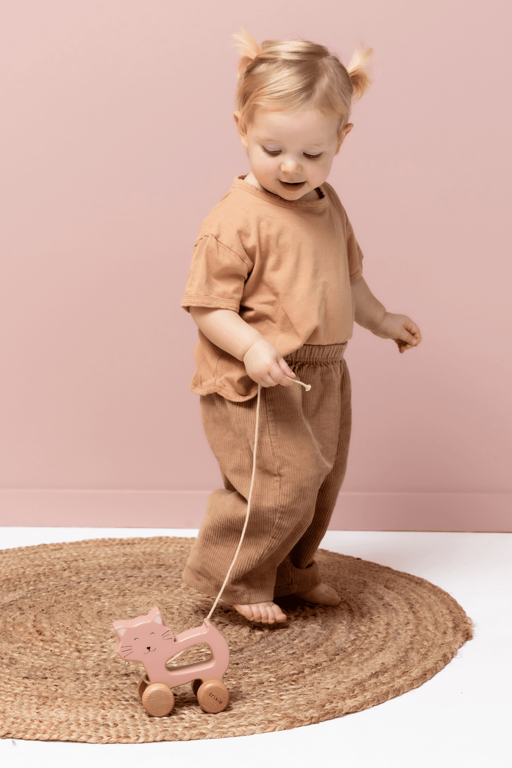 Trixie - Wooden Pull Along Toy - Mrs. Cat - Pink